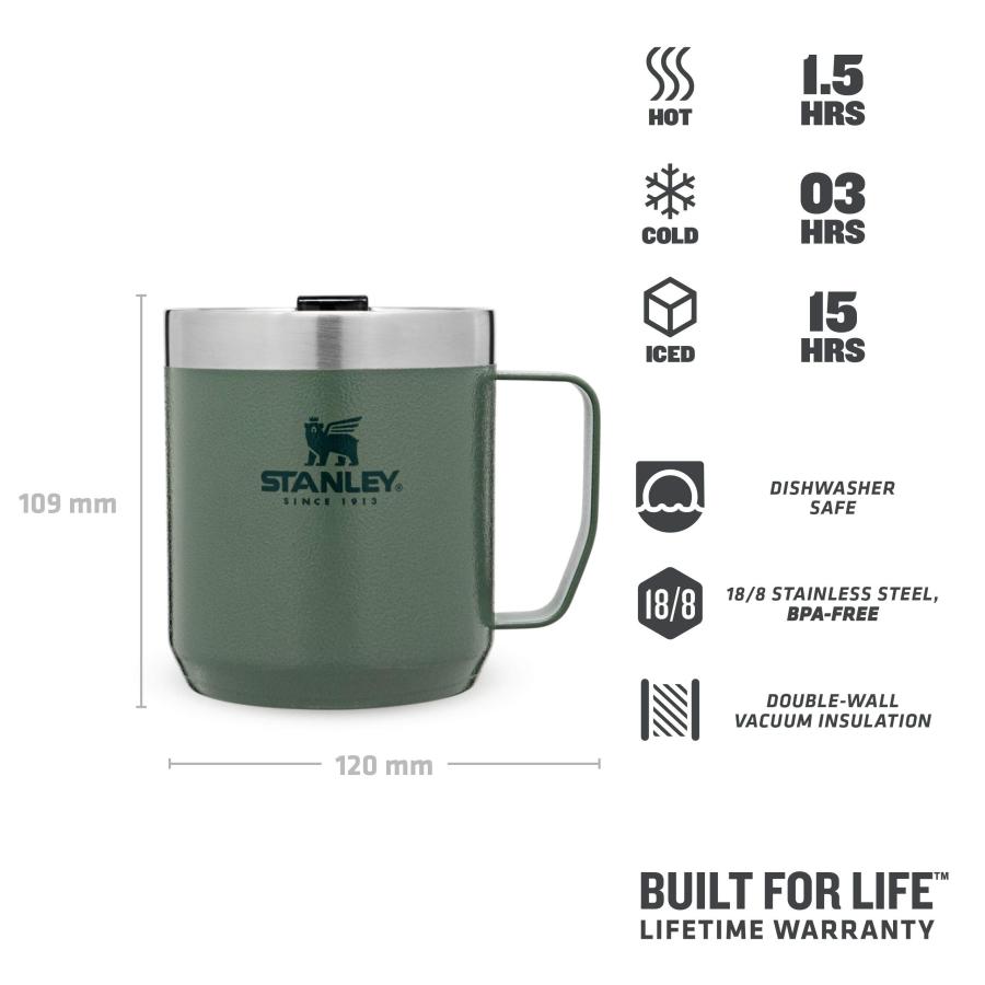 Stanley Classic Legendary Vacuum Insulated Tumbler-Stainless Steel Camp Mug, Count Hammertone Green