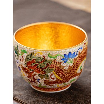 景德鎮龍鳳茶杯茶壺個人專用高檔琺瑯彩主人杯鎏金杯高端杯子奢華