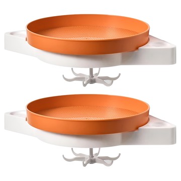 無痕壁掛式旋轉盤置物架 27cm x 37cm x 13cm  活力橙  1組