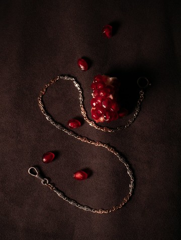 1890s 德國 新藝術時期 立體編織金銀雙色烏銀懷錶鍊