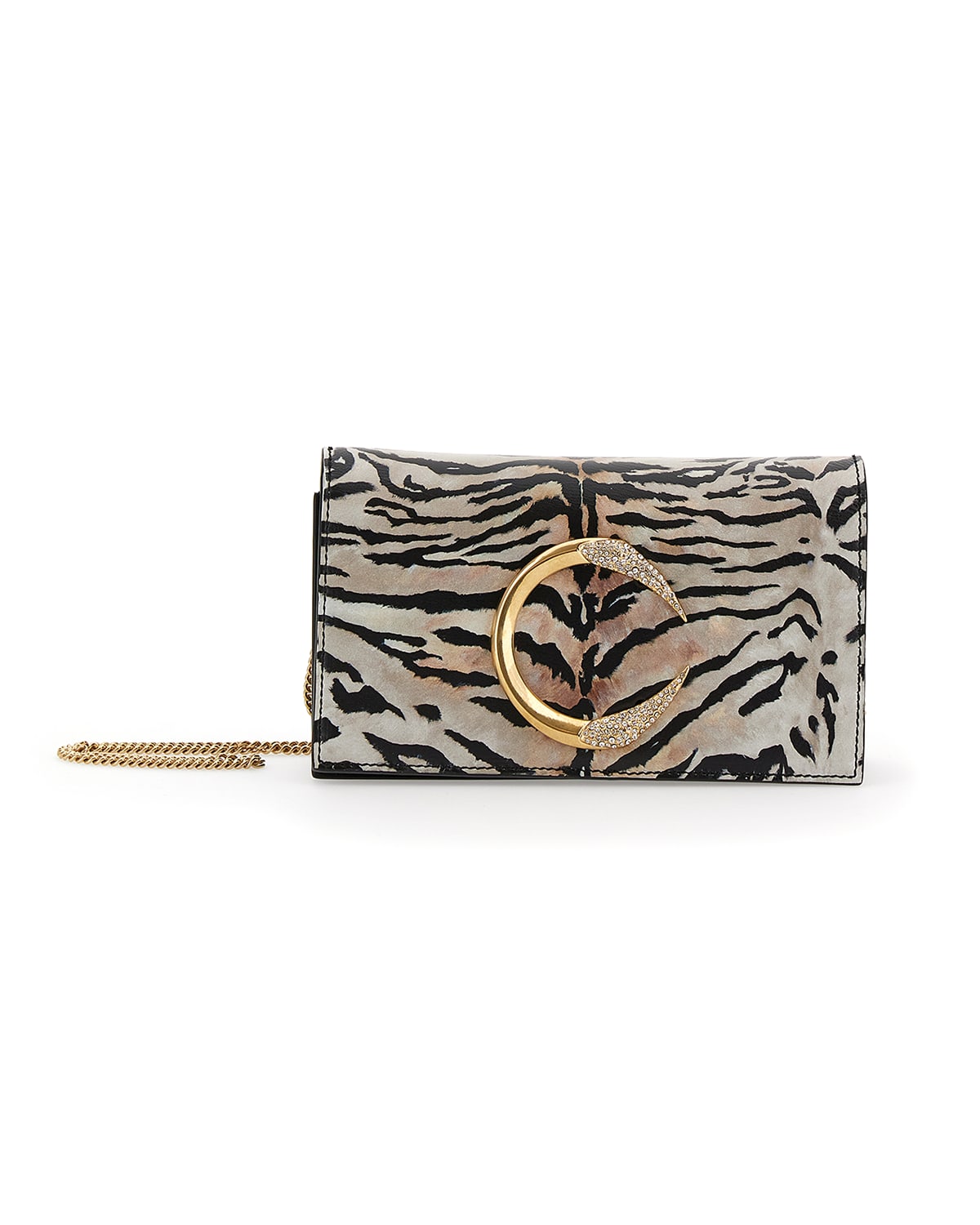 Tiger-Print C Logo Chain Crossbody Bag