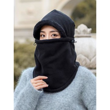 帽子女冬天騎車保暖神器頭套防風帽圍脖圍巾一體帽面罩電動車帽男