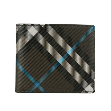 BURBERRY 經典格紋帆布對開8卡短夾(暖感棕) 8106333 C1213