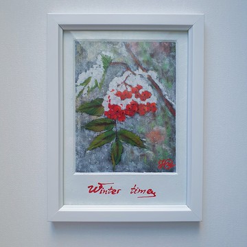 羅文繪畫聖誕裝飾原創藝術漿果牆藝術框架畫