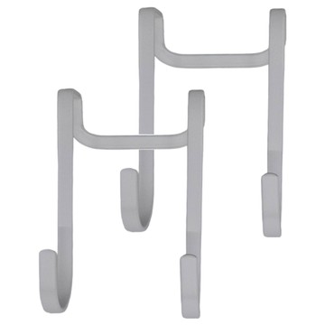 懶角落 多功能金屬櫥櫃門後雙掛鉤 啞光白 背掛式設計 取放便利 結實耐用  1組