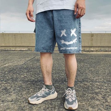 胖子重磅牛仔短褲男士口袋寬松過膝加肥加大碼潮流夏季肥佬五分褲