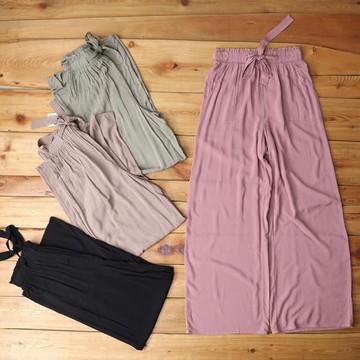 超值外貿夏季清涼薄款闊腿褲女高腰垂感拖地褲寬松顯瘦松緊腰長褲