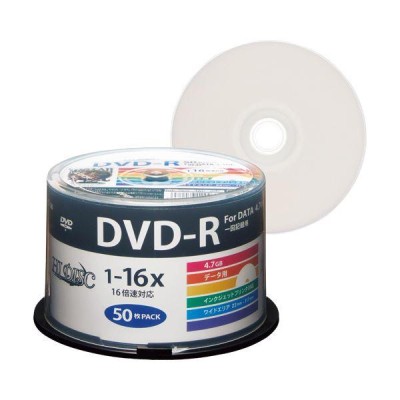 まとめ）ハイディスク データ用DVD-R4.7GB 1-16倍速 ホワイトワイド