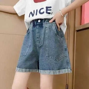 夏日必備~女童牛仔短褲薄款新中式夏季外穿新款休閒兒童中大童洋氣時髦 女童短褲 牛仔短褲 夏天褲子 中小童休閒褲