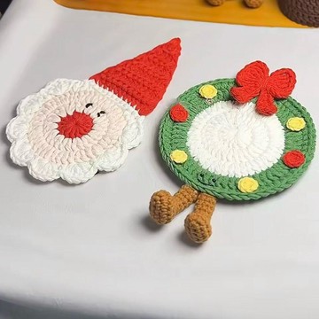 材料包🍋聖誕手工自制diy材料包編織老師花環聖誕樹杯墊隔熱墊毛線鉤針 手工藝美勞作業 解悶打發時間交換禮物 鉤針編織