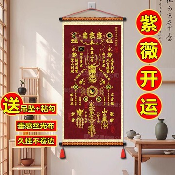 卷軸開運納祥紫薇玄天掛畫 百無禁忌紫氣東來 七星鎮宅招財聚財 FGHD