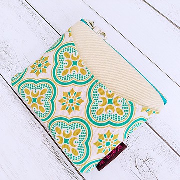 綠色復古瓷磚微笑包 卡片零錢包 嗶卡包