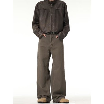 MADWITCH新款復古直筒牛仔褲男vintage美式休閑小眾cleanfit長褲