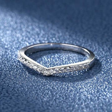 現貨+預購 頂級莫桑鑽石戒指925純銀戒指婚戒女鑽戒子求婚戒情人節禮物-高級V字排鑽74lp50【獨家進口】【米蘭精品】