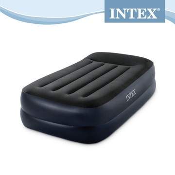 【INTEX】舒適雙層單人加大充氣床墊-內建電動幫浦-有頭枕(寬99*191*42cm)露營充氣床(64121ED)
