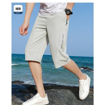 大尺碼 七分褲男 涼感短褲 冰絲短褲 男生短褲 速乾短褲 寬鬆短褲 休閒七分褲 休閒褲 七分褲 排汗短褲