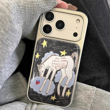 原創塗鴉星星小馬玻璃使用iPhone17promax手機殼蘋果16pro/15防摔