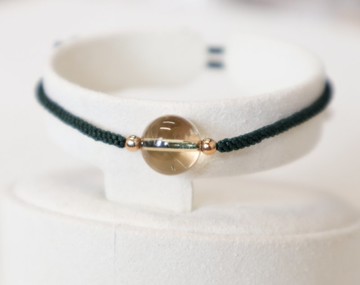 925 SILVER黃晶全手工編織幸運手繩。可自由調節