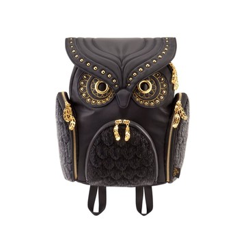 Morn Creations｜ 正版貓頭鷹後背包 OW-352-BK 黑色皮草鉚釘 (M)