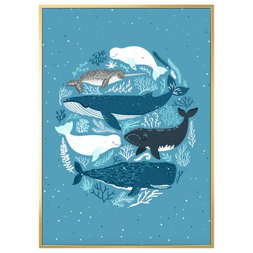 BOLUO GALLERY 菠蘿選畫所 海底精靈 鯨魚 ANSD3405G 掛畫  40 x 30cm  金色