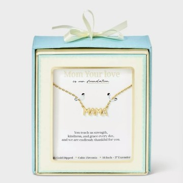 Gold Plating ｜ MAMA 璀璨鑽石項鍊禮盒｜A Mother's Love 愛與溫度的手感字母設計｜母親節/新手媽媽/生日首選｜14K Gold Dipped 精緻禮盒