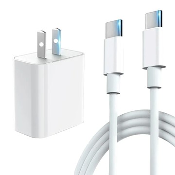 COTEetCI 哥特斯 20W 蘋果PD快充充電套組 Type-C 安卓充電器/豆腐頭 + Type-C to Type-C 充電線  1套  白色
