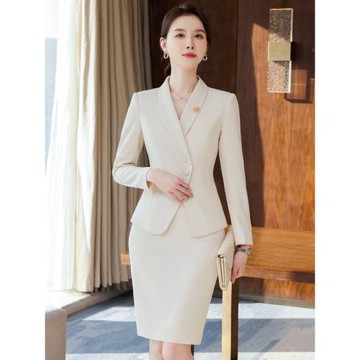 高端西裝套裝女春秋氣質主持人正裝職業套裙子兩件套美容院工作服