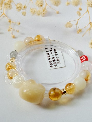 彌雅手作丨天然菩提根月光石琉璃珠黃水晶手串原創設計