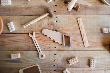 工具4件組 鋸/槌/板手/尺 抓週小物 玩具 收藏 擺飾 祈福