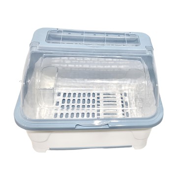 方形碗盤收納箱 大號  藍白  1個