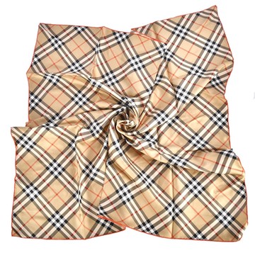 BURBERRY 巴寶莉  經典格紋方型大絲巾 90 x 90cm-咖啡色
