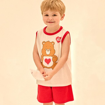韓國 Care Bears - 聯名款大熊熊印背心套裝-紅
