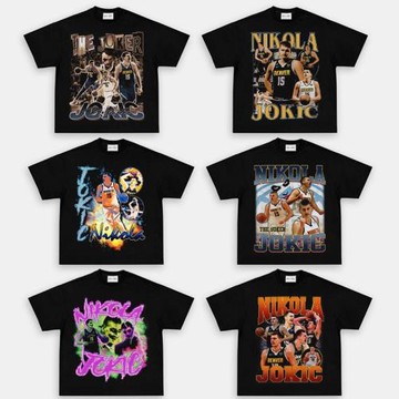 Jokic小丑約基奇掘金美式復古寬松搖滾潮牌印花夏季球星t恤短