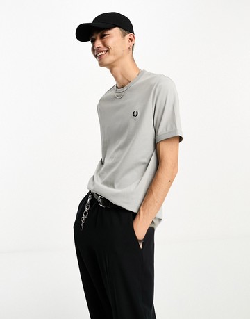 Fred Perry ringer t-shirt in limestone grey