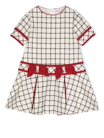 Patachou - Interlock check-print midi dress - kids - Cotton/Cotton - 8 - Neutrals