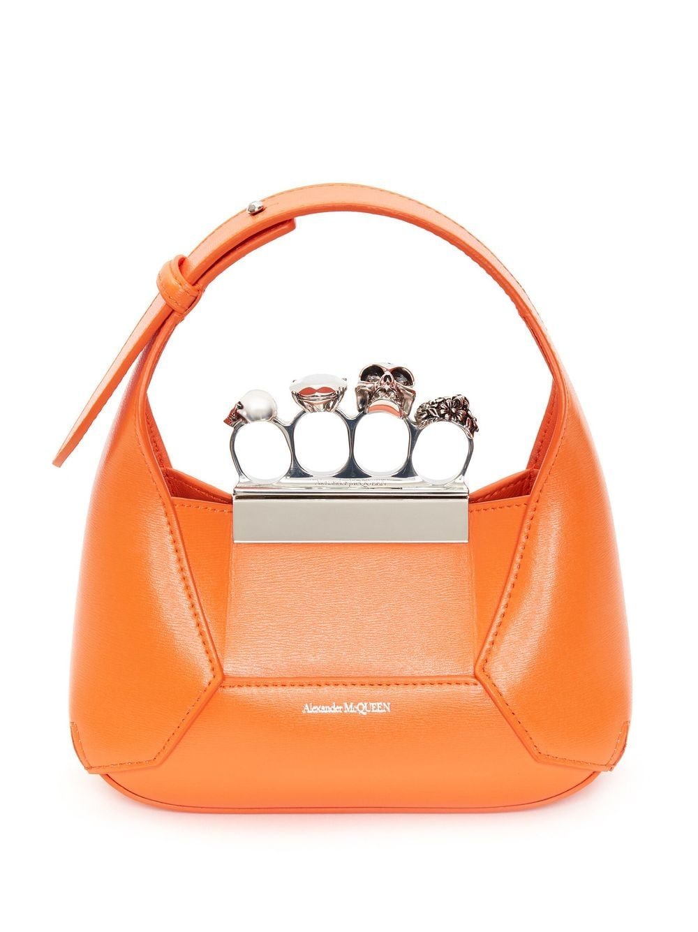 Alexander McQueen - mini Jewelled Hobo leather bag - women - CALFSKIN/Leather/Swarovski Crystal - One Size - Orange