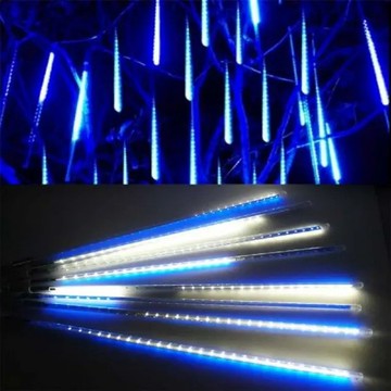 [福利商品]2-3_摩達客-聖誕燈裝飾燈led流星燈串8條燈-藍白光插電式-單燈長50cm-藍白光-一種尺寸