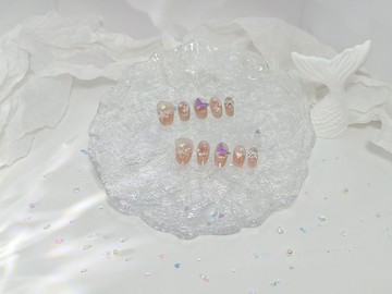 【YUE】粉夢貝影 - 夢幻海洋風穿戴甲 XS碼