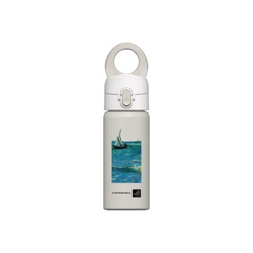磁吸水壺 AquaStand 不鏽鋼 480cc - 無吸管 貝殼灰 - Van Gogh Museum - 海濱的漁船