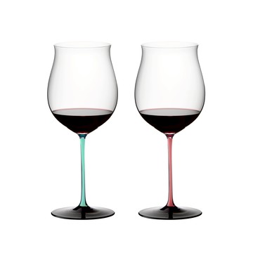 【Riedel】【聖誕送禮推薦】Sommeliers Black Series Burgundy 勃根地手工紅酒杯-粉紅薄荷綠限定款-2入 手工杯 紅酒杯 水晶酒杯 葡萄酒杯 酒杯組