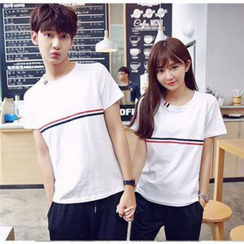 セール ペアルック ペア カップル お揃い シャツ ペアｔシャツ 半袖 無地 ご夫婦 友達 お揃いシャツ 男女ペア 衣装 トップス 可愛 通販 Lineポイント最大1 0 Get Lineショッピング