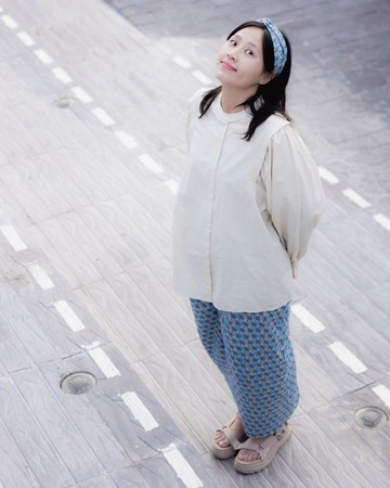 印度蓋染工藝純棉 長褲 －玄武岩藍