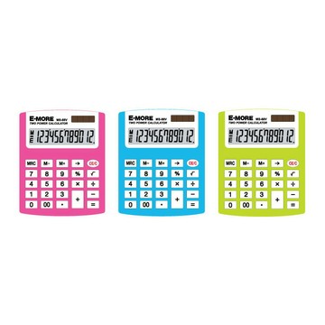E-MORE 彩色繽紛商用 計算機 12位數 顏色隨機出貨 125x101x32mm /台 MS-88V【APP滿額下單4%點數(單一帳號最高1000點)】7/31止