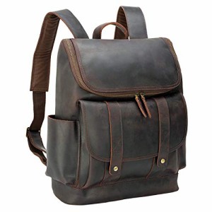 Texbo Vintage Full Grain Cowhide Leather 156 Inch Laptop Backpack Shoulder Travel School Bag