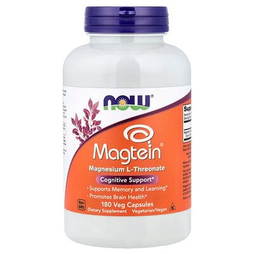 NOW Foods, Magtein®，L-蘇糖酸鎂，2000 毫克，180 粒素食膠囊（每粒膠囊 66.6 毫克）