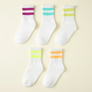 BASE ALPHA ESSENTIALS 兒童運動風條紋襪 5雙組  條紋  4號(7-8歲/18-20cm)