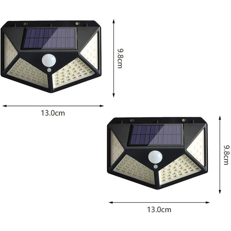 センサーライト 屋外 ソーラーライト 4面発光 100LED 高輝度 防犯 人感