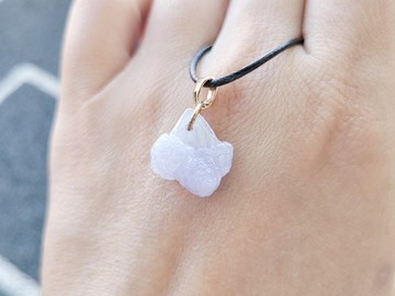 【親翠】天然翡翠 冰紅紫花椰菜18K金釦頭皮繩鎖骨鏈