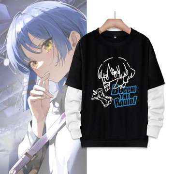 孤獨搖滾動漫周邊假兩件圓領衛衣二次元休閑潮流寬松長袖上衣外套