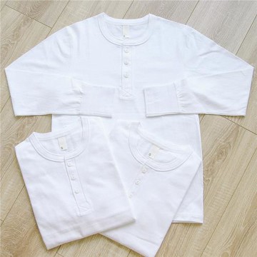 亨利領長袖T恤阿美咔嘰重磅純棉美式復古男士厚實純色純白打底衫